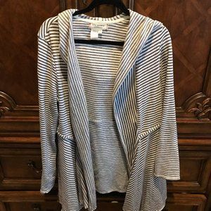 Max Studio Weekend Hooded Striped Cardigan Large
